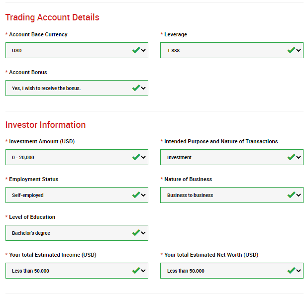 XM Account Registration Form 3rd Step